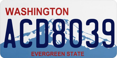 WA license plate ACD8039
