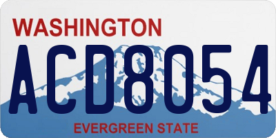 WA license plate ACD8054