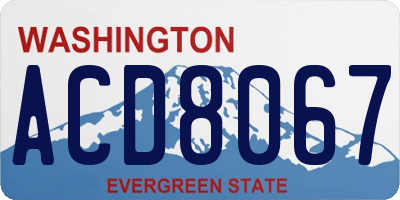 WA license plate ACD8067