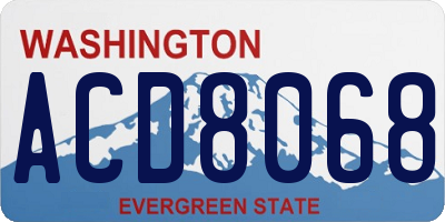 WA license plate ACD8068