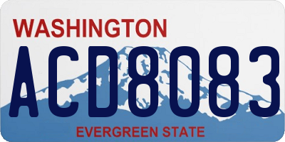 WA license plate ACD8083