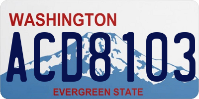 WA license plate ACD8103