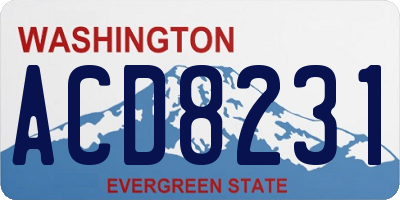 WA license plate ACD8231