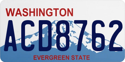 WA license plate ACD8762