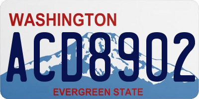 WA license plate ACD8902