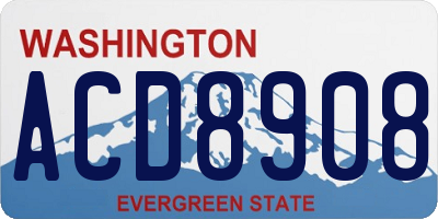 WA license plate ACD8908