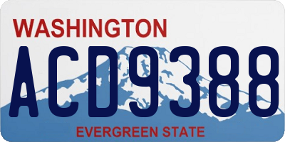 WA license plate ACD9388