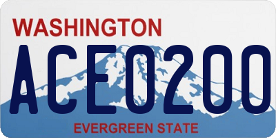 WA license plate ACE0200