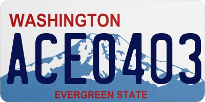 WA license plate ACE0403