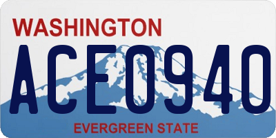 WA license plate ACE0940