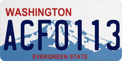 WA license plate ACF0113