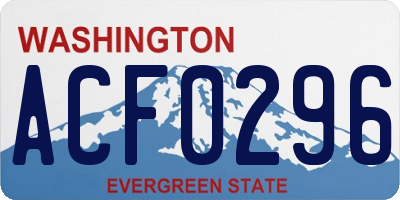 WA license plate ACF0296