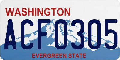 WA license plate ACF0305