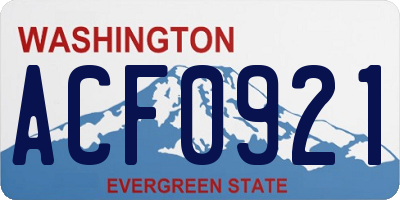 WA license plate ACF0921