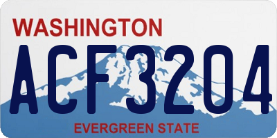 WA license plate ACF3204