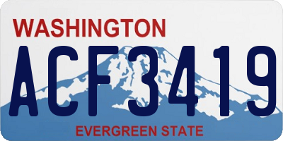 WA license plate ACF3419