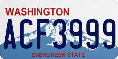 WA license plate ACF3999