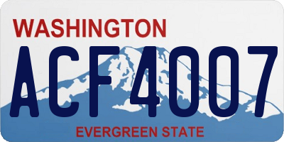 WA license plate ACF4007