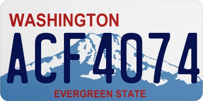 WA license plate ACF4074