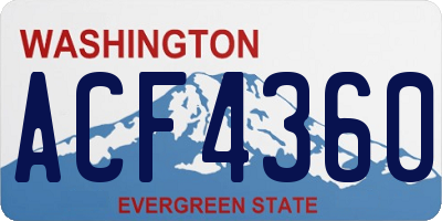 WA license plate ACF4360