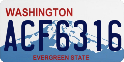 WA license plate ACF6316