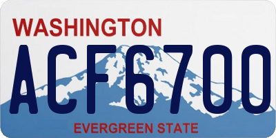 WA license plate ACF6700