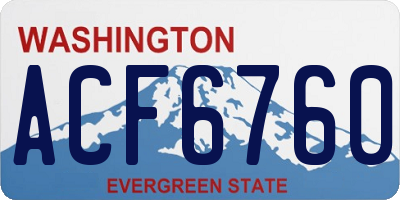 WA license plate ACF6760
