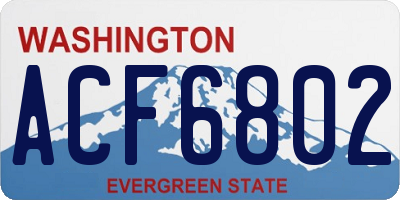 WA license plate ACF6802