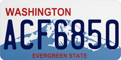 WA license plate ACF6850