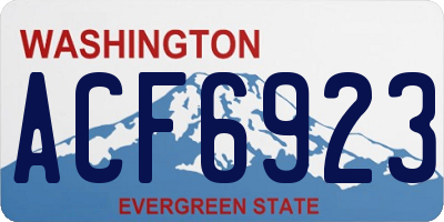 WA license plate ACF6923