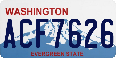 WA license plate ACF7626