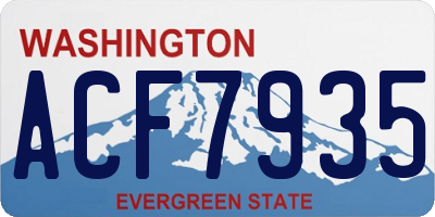 WA license plate ACF7935