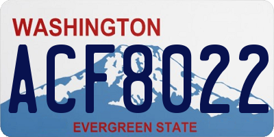 WA license plate ACF8022