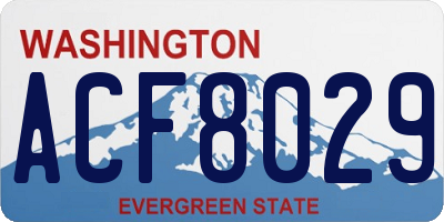 WA license plate ACF8029
