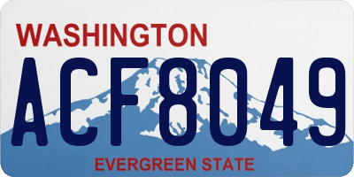 WA license plate ACF8049