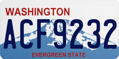 WA license plate ACF9232