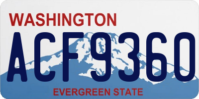 WA license plate ACF9360