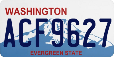 WA license plate ACF9627