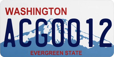 WA license plate ACG0012