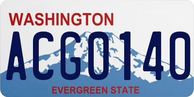 WA license plate ACG0140
