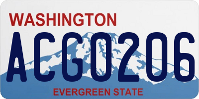 WA license plate ACG0206