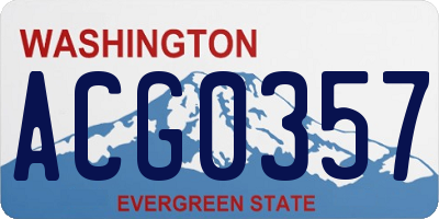 WA license plate ACG0357