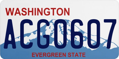 WA license plate ACG0607