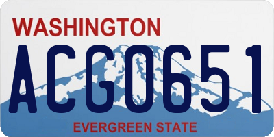 WA license plate ACG0651