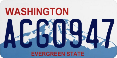WA license plate ACG0947