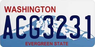 WA license plate ACG3231