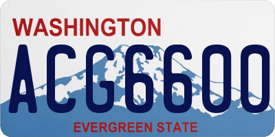 WA license plate ACG6600