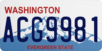WA license plate ACG9981