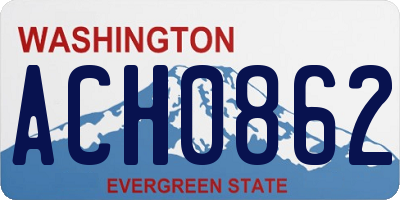WA license plate ACH0862