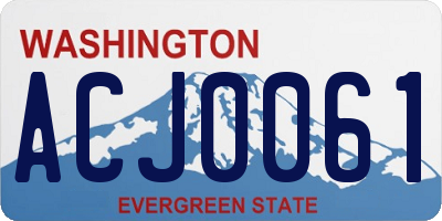 WA license plate ACJ0061